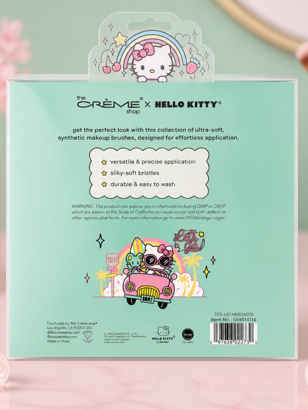 The Crème Shop x Hello Kitty 8 Pc Makeup Brush Set Pink New in Box - Picture 3 of 3